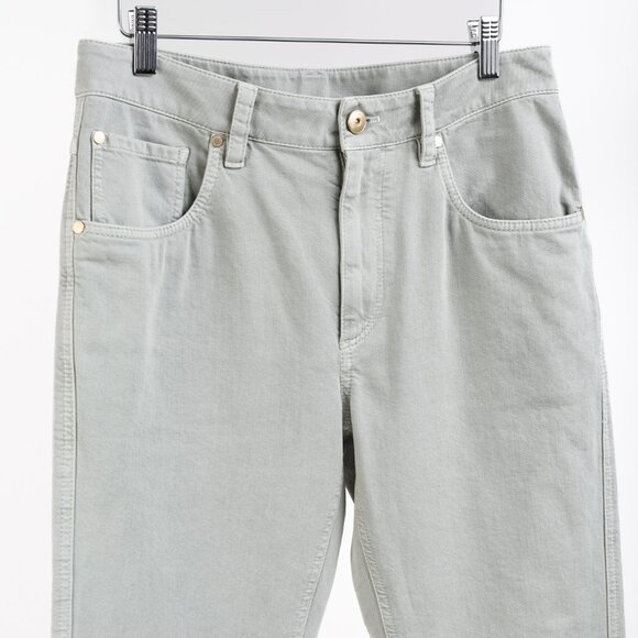 Brunello Cucinelli SS/23 Green Monili-Beaded Mid-Rise Straight Leg Jeans - Picture 4 of 16